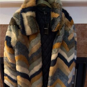 Forever 21 Multicolor Chevron Teddy Jacket
